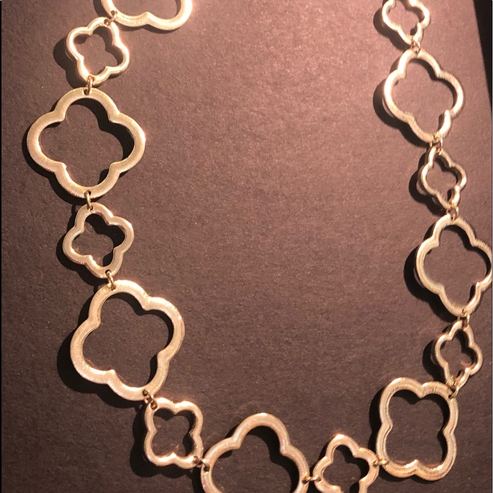 Gold Tone and Turquoise Colored Necklace Reversible 17” Extender Clover - Picture 7 of 7